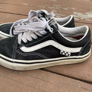 Vans PopCush Men SIZE 5 Black White Canvas Skateboarding‎ Old Skool 500714 Shoes